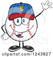 Poster, Art Print Of Cartoon Baseball Character Waving A Hat And Waving