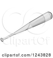 Clipart Of A Grayscale Baseball Bat Royalty Free Vector Illustration