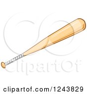 Clipart Of A Wooden Baseball Bat Royalty Free Vector Illustration