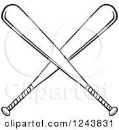 Clipart Of Crossed Black And White Baseball Bats Royalty Free Vector Illustration