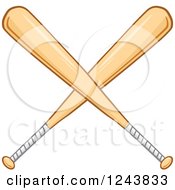 Clipart Of Crossed Wooden Baseball Bats Royalty Free Vector Illustration