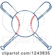 Poster, Art Print Of Crossed Baseball Bats And A Ball