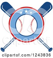 Clipart Of Crossed Baseball Bats And A Ball In A Circle Royalty Free Vector Illustration
