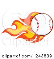 Clipart Of A Cartoon Fast Baseball With A Trail Of Flames Royalty Free Vector Illustration by Hit Toon