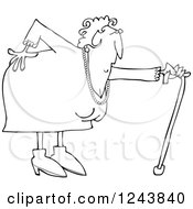 Poster, Art Print Of Black And White Granny With A Bad Back And Cane
