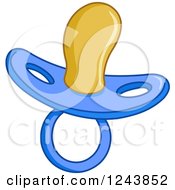 Clipart Of A Blue Baby Boy Pacifier Royalty Free Vector Illustration