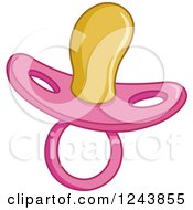 Clipart Of A Pink Baby Girl Pacifier Royalty Free Vector Illustration by yayayoyo
