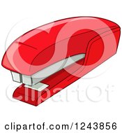 Clipart Of A Red Stapler Royalty Free Vector Illustration