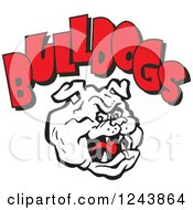 Clipart Of Red Text Over A Bulldog Head Royalty Free Vector Illustration by Johnny Sajem