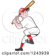 Poster, Art Print Of Cartoon Male Baseball Player Athlete Batting