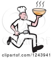 Cartoon Male Chef Running With Hot Soup