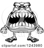 Clipart Of A Black And White Mummy Monster With Big Teeth Royalty Free Vector Illustration by Cory Thoman