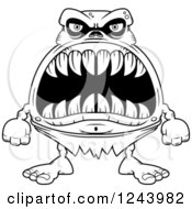 Clipart Of A Black And White Ghoul Monster With Big Teeth Royalty Free Vector Illustration by Cory Thoman
