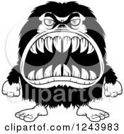 Poster, Art Print Of Black And White Hairy Beast Monster With Sharp Teeth