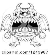 Poster, Art Print Of Black And White Gargoyle Monster With Big Teeth
