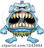 Clipart Of A Fish Monster With Big Teeth Royalty Free Vector Illustration by Cory Thoman