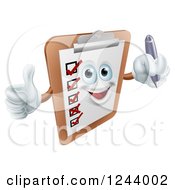 Poster, Art Print Of Happy Clipboard Holding A Pen And Thumb Up