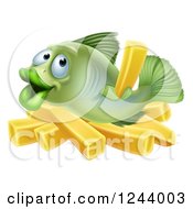 Poster, Art Print Of Happy Fish With Chips French Fries