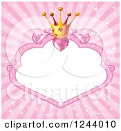 Princess Crown With Pink Hearts Over A Frame With Copyspace And Rays