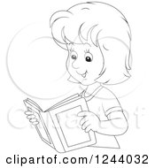 Poster, Art Print Of Black And White Happy Woman Reading A Book