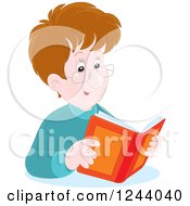 Poster, Art Print Of Happy Brunette Caucasian Man Reading A Book