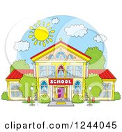 Poster, Art Print Of School Building Facade On A Sunny Day
