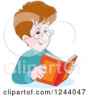 Poster, Art Print Of Happy Caucasian Man Reading A Book