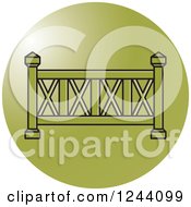 Clipart Of A Fence On A Green Circle Royalty Free Vector Illustration