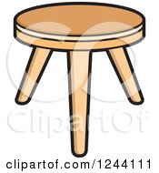 Clipart Of A Wood Tripod Stool Royalty Free Vector Illustration by Lal Perera