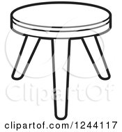 Clipart Of A Black And White Tripod Stool 5 Royalty Free Vector Illustration by Lal Perera