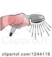 Clipart Of A Hand Holding A Shower Head Royalty Free Vector Illustration