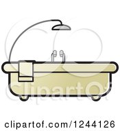 Poster, Art Print Of Beige Bath Tub With Shower Above