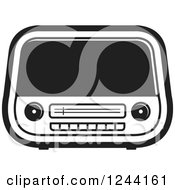 Clipart Of A Black And White Retro Radio 3 Royalty Free Vector Illustration by Lal Perera