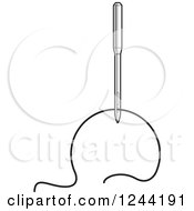 Clipart Of A Sewing Needle And Thread Royalty Free Vector Illustration