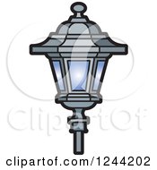 Clipart Of A Silver And Blue Lamp Post Royalty Free Vector Illustration by Lal Perera