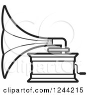 Poster, Art Print Of Black And White Phonograph Gramophone 3