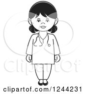 Clipart Of A Black And White Female Doctor Or Veterinarian Royalty Free Vector Illustration