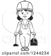 Clipart Of A Black And White Female Plumber Or Handyman Royalty Free Vector Illustration