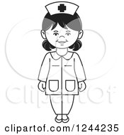 Clipart Of A Black And White Female Nurse Royalty Free Vector Illustration by Lal Perera