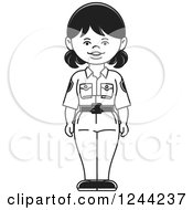Clipart Of A Grayscale Police Woman Royalty Free Vector Illustration