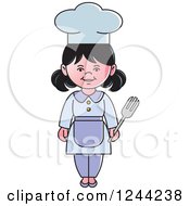 Clipart Of A Female Chef Holding A Fork Royalty Free Vector Illustration