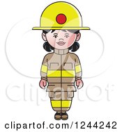 Clipart Of A Female Fire Fighter Royalty Free Vector Illustration by Lal Perera