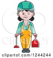 Clipart Of A Female Plumber Or Handyman Royalty Free Vector Illustration by Lal Perera