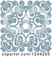 Poster, Art Print Of Background Of Swirls Forming An Ornate Design In Blue