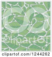 Clipart Of A Background Of Green Leaves Over White Royalty Free Vector Illustration