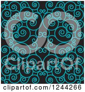 Poster, Art Print Of Background Of Swirls Forming An Ornate Design In Teal