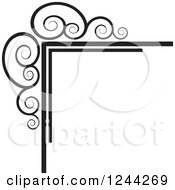 Clipart Of A Black And White Corner Border With Swirls Royalty Free Vector Illustration