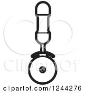 Clipart Of A Black And White Pizza Cutter 2 Royalty Free Vector Illustration by Lal Perera