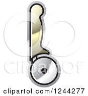 Clipart Of A Gold Handled Pizza Cutter Royalty Free Vector Illustration