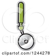 Clipart Of A Green Handled Pizza Cutter Royalty Free Vector Illustration